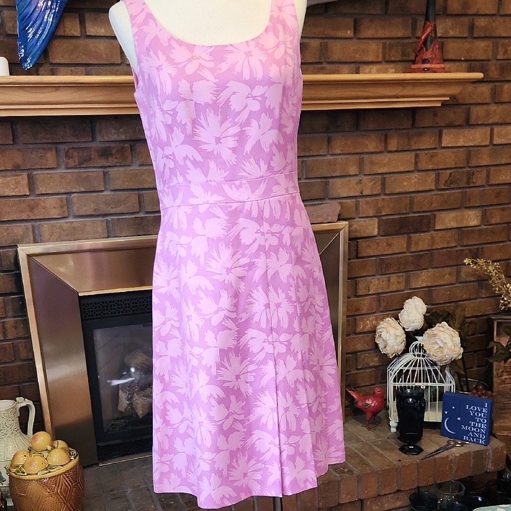 Ann Taylor Size 8 Pink Floral Pleated SPRING easter Dress Sleeveless